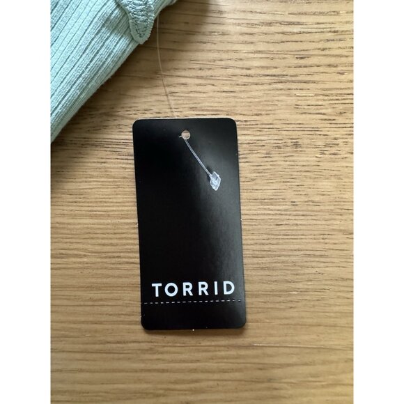 Torrid Super Soft Light Rib Knit Granite Green Tank Top Plus Sz 1X Lace Trim NWT - Picture 7 of 11